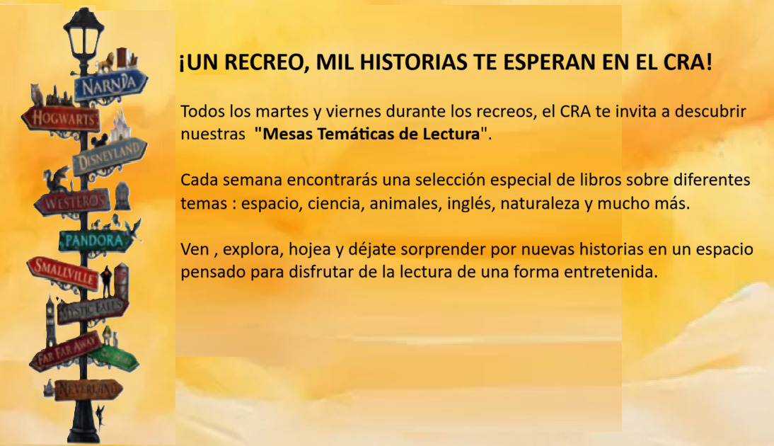 Información sobre las mesas temáticas de lectura del CRA